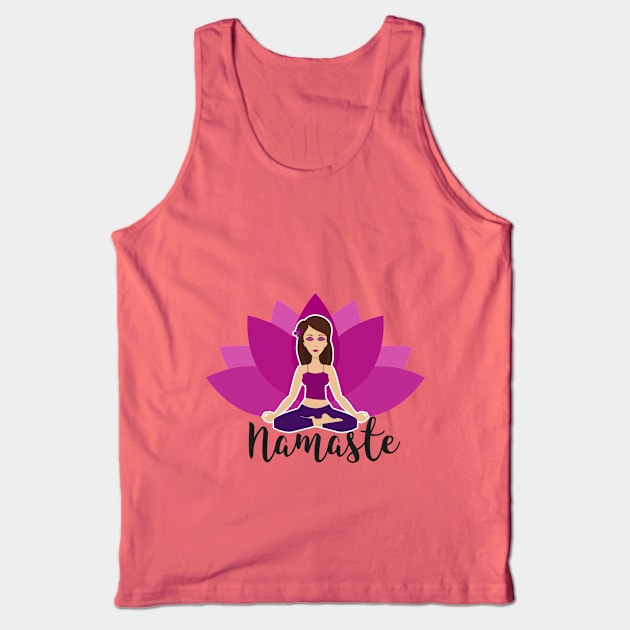 Pink lotus and Yoga girl in padmasana Tank Top by leyaelena